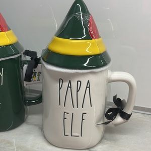 Rae Dunn Papa Elf Mug with Topper